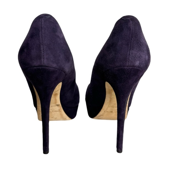 Jimmy Choo Cosmic Eggplant Dark Plum Suede Platform Pumps - Picture 6 of 10